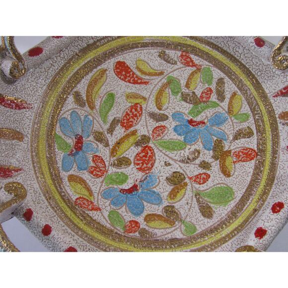 Vtg Pebble Glaze Console Bowl Handles Numbered MCM Fratelli Fanciullacci Italy - Picture 2 of 6